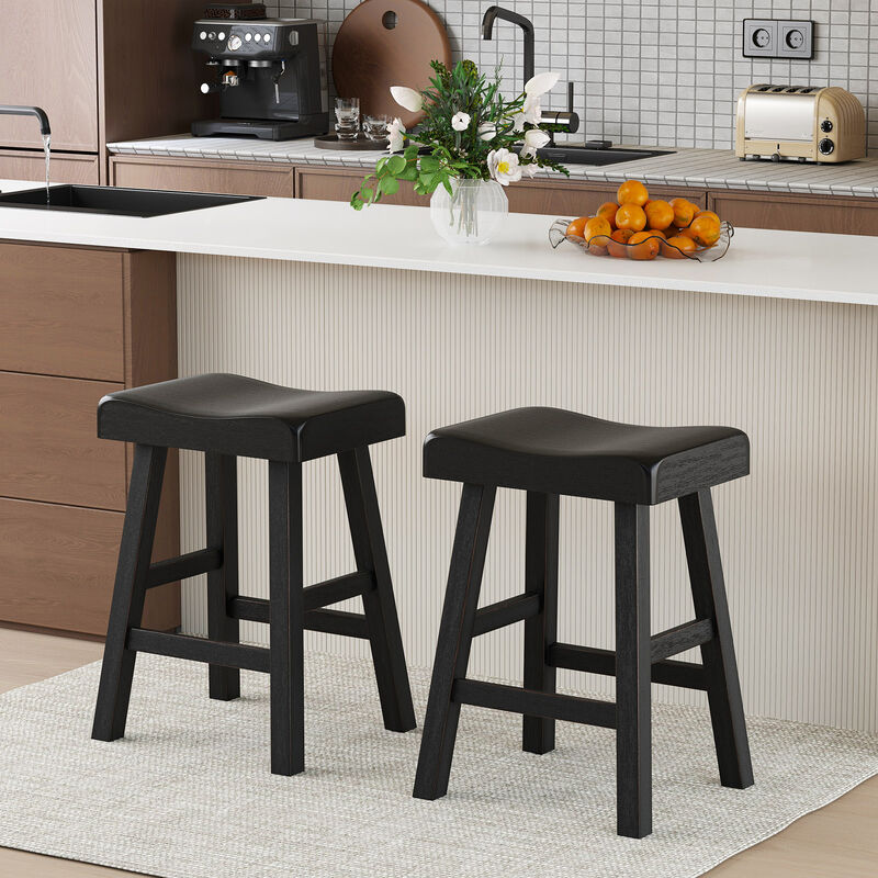 Counter Height Stools Set of 2 with Footrest for Restaurant Cafe Pub