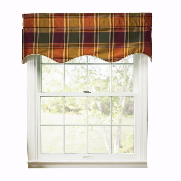 Ellis Curtain Boroughs Plaid Duchess 3" Rod Pocket Filler ValanceS for Windows 50" x 15" Plum