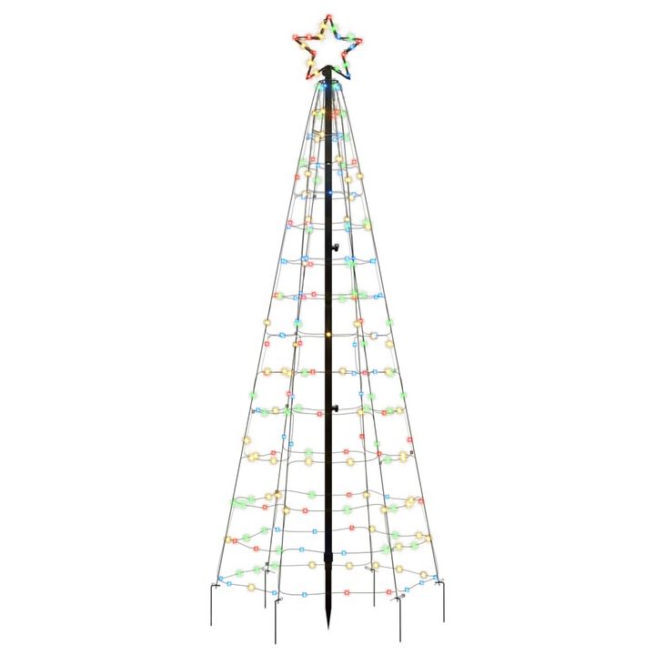 Hiko 6 Foot Lighted Metal Christmas Tree with LED, 8 Multicolor Effect - Benzara
