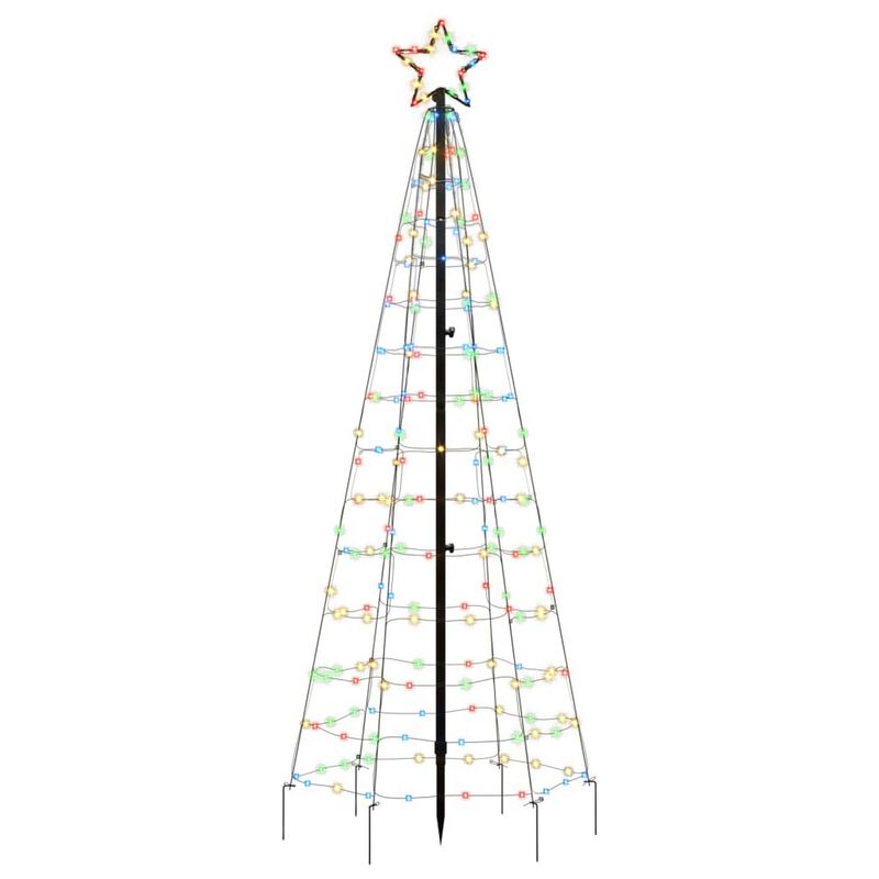 Hiko 6 Foot Lighted Metal Christmas Tree with LED, 8 Multicolor Effect - Benzara
