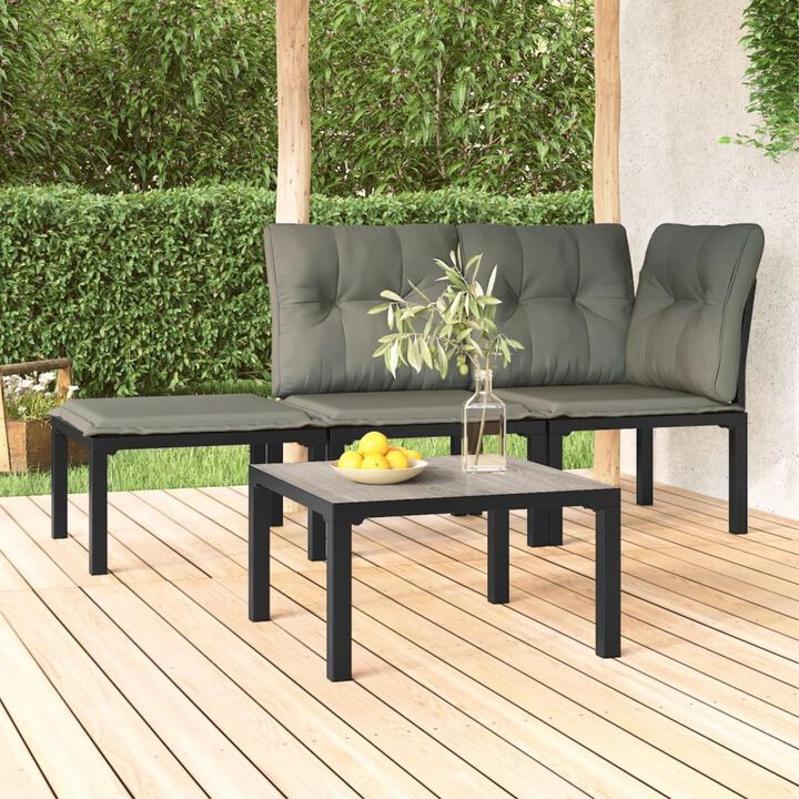 vidaXL Durable Outdoor Patio Coffee Table - Perfect for Garden and Porch Use, Made from Sturdy DPC and Powder-Coated Steel, Square Shape, Gray 21.7"x21.7"x12.2"