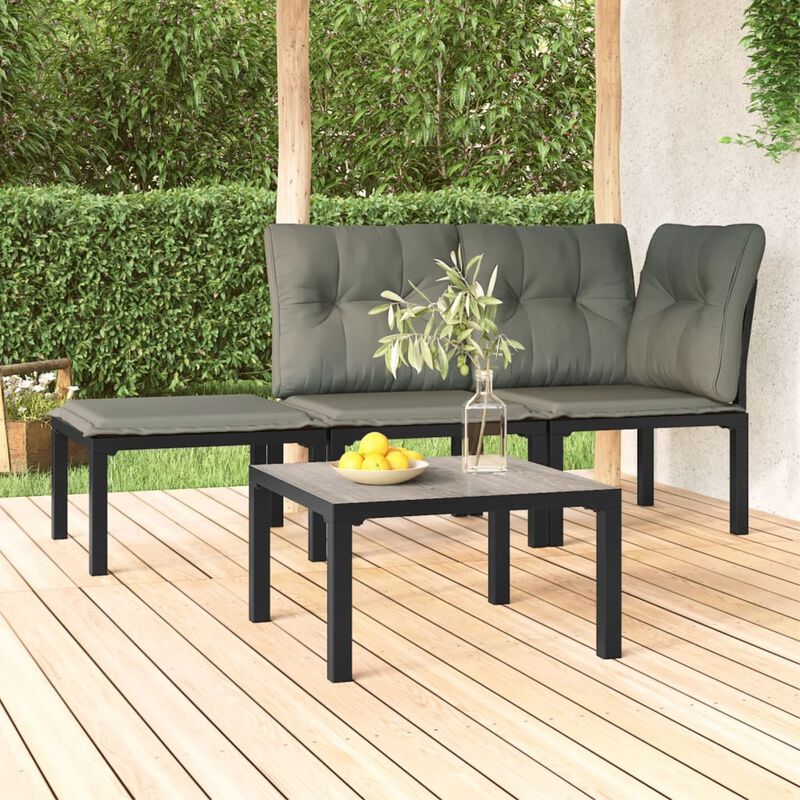 vidaXL Durable Outdoor Patio Coffee Table - Perfect for Garden and Porch Use, Made from Sturdy DPC and Powder-Coated Steel, Square Shape, Gray 21.7"x21.7"x12.2"