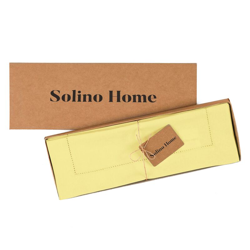 Solino Home Cotton Linen 14 x 19 Inch Placemats Set of 6 | Cotton Linen Hemstitch