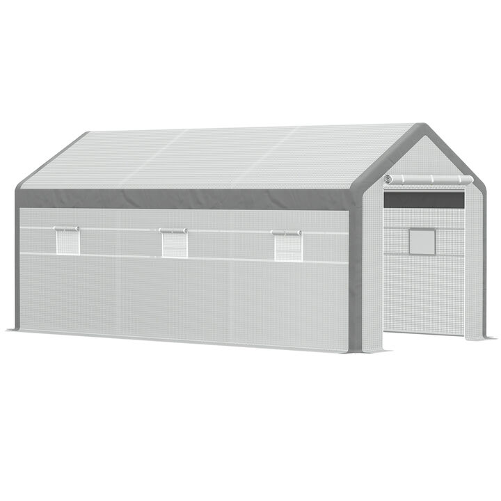 Huge Outdoor Walk-In Plant Hot House with 8 Closeable Windows & Weather Cover