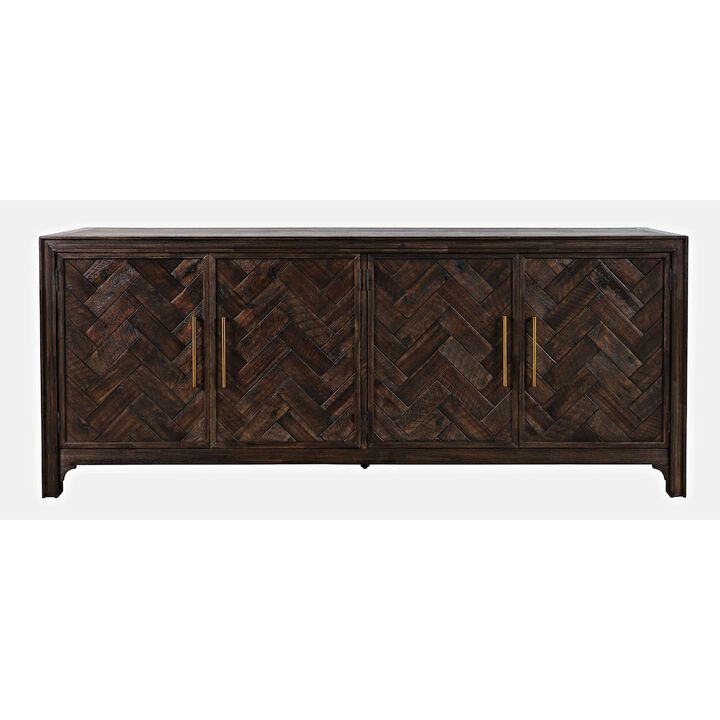 Jofran Gramercy Mid-Century Modern Chevron Four Door 79 Accent Cabinet