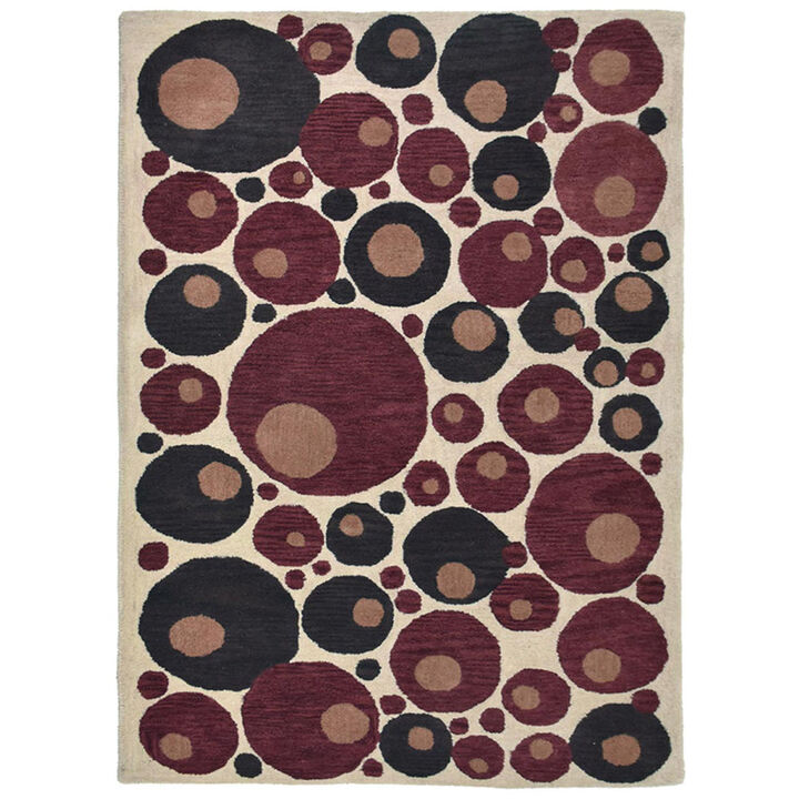 RUGSOTIC CARPETS HAND TUFTED WOOL ECO-FRIENDLY AREA RUGS  - 8'x10', Rectangle Shape, Beige & Red, Contemporary Modern Design, High Pile Handmade Area Rugs for Living Room, Bed Room (K03077)