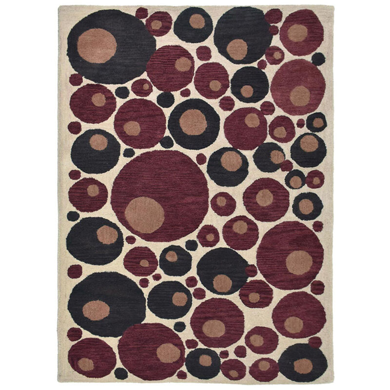 RUGSOTIC CARPETS HAND TUFTED WOOL ECO-FRIENDLY AREA RUGS  - 8'x10', Rectangle Shape, Beige & Red, Contemporary Modern Design, High Pile Handmade Area Rugs for Living Room, Bed Room (K03077)