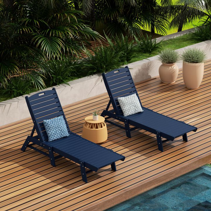 Reclining Outdoor Patio Adjustable Chaise Lounge Chair (Set of 2)