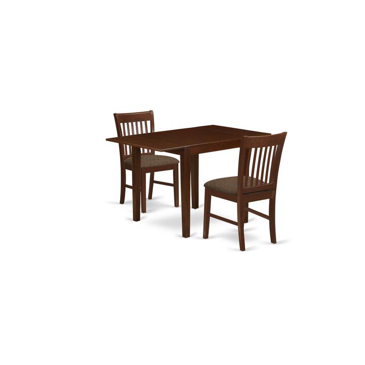 East West Furniture Dining Room Set Mahogany, NDNO3-MAH-C