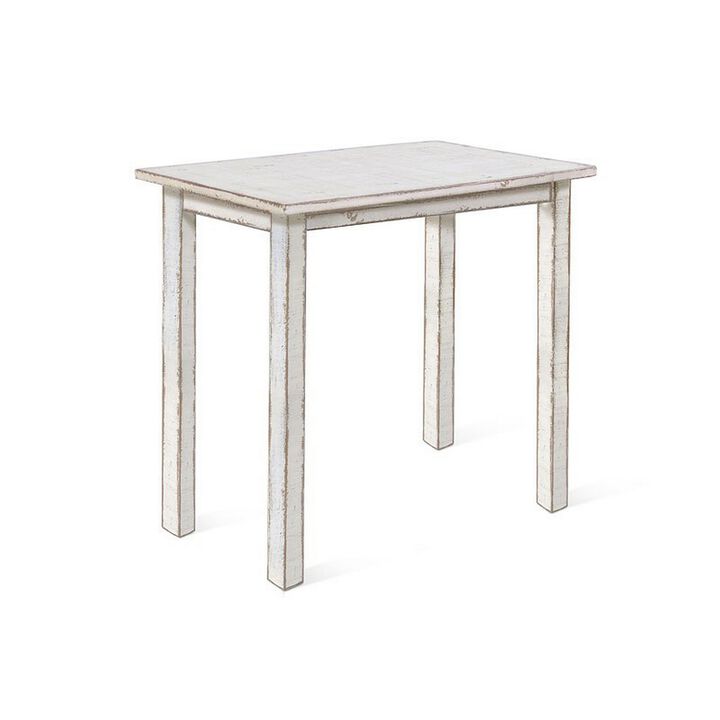 Rena Bar Height Table, 48 Inch Rectangular White Sand Mahogany Wood - Benzara