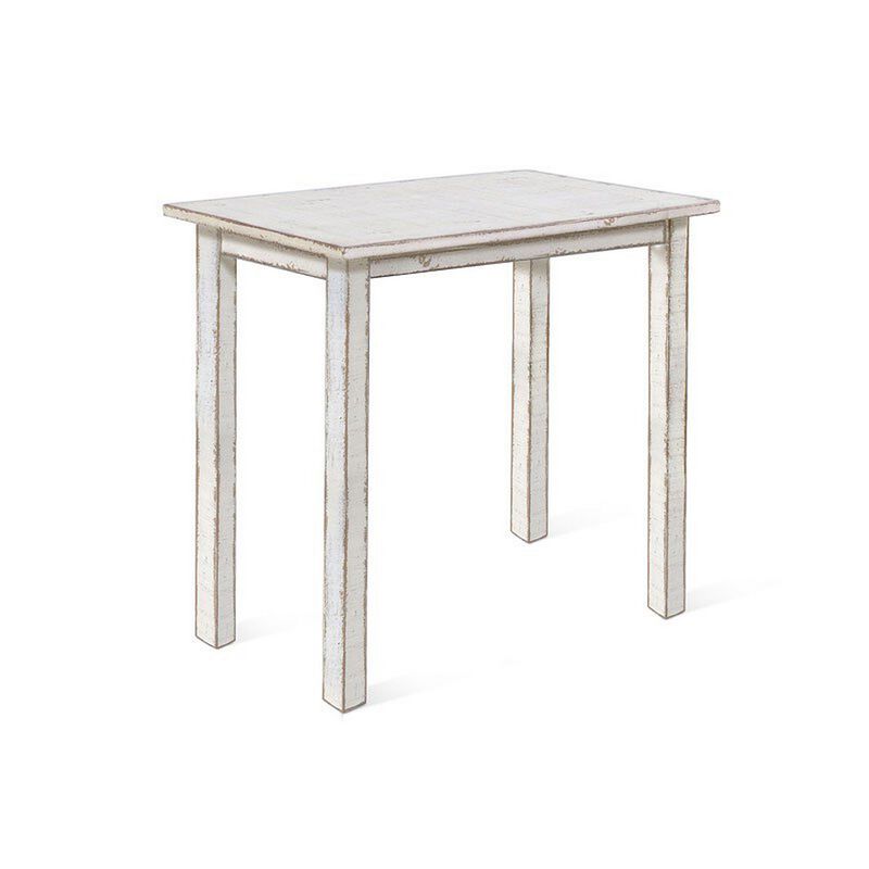 Rena Bar Height Table, 48 Inch Rectangular White Sand Mahogany Wood - Benzara