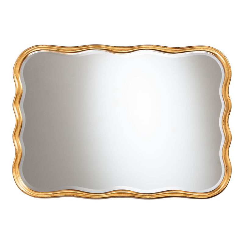 Baxton Studio Fredrika Antique Goldleaf Scalloped Wood Accent Wall Mirror