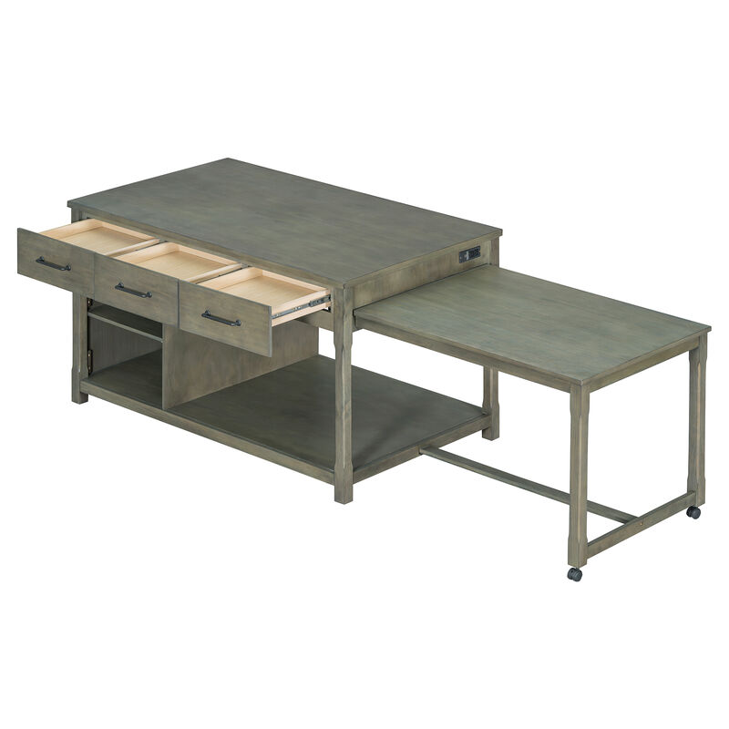 Merax Retro Extendable Kitchen Island with Storage