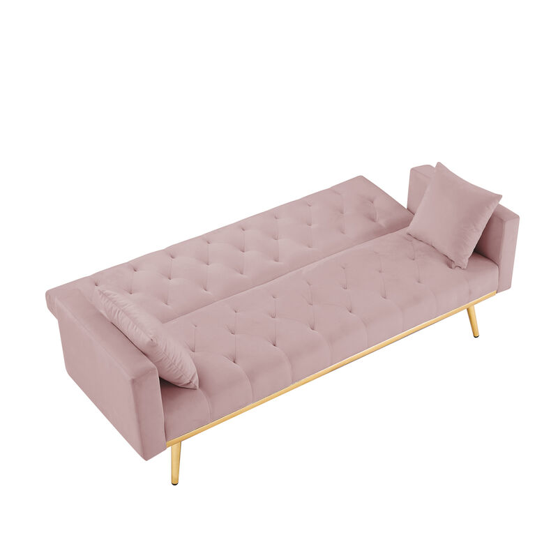 Pink Convertible Folding Futon Sofa Bed, Sleeper Sofa Couch For Compact Living Space