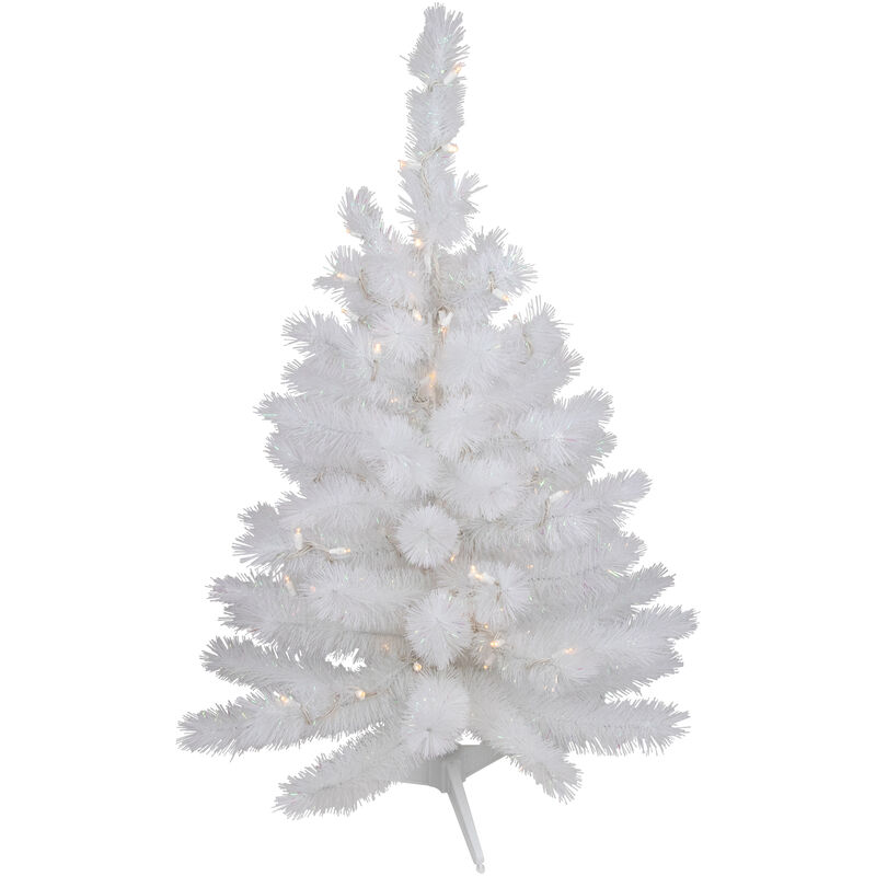 3' Pre-Lit White Alaskan Pine Artificial Christmas Tree  Warm White LED Lights