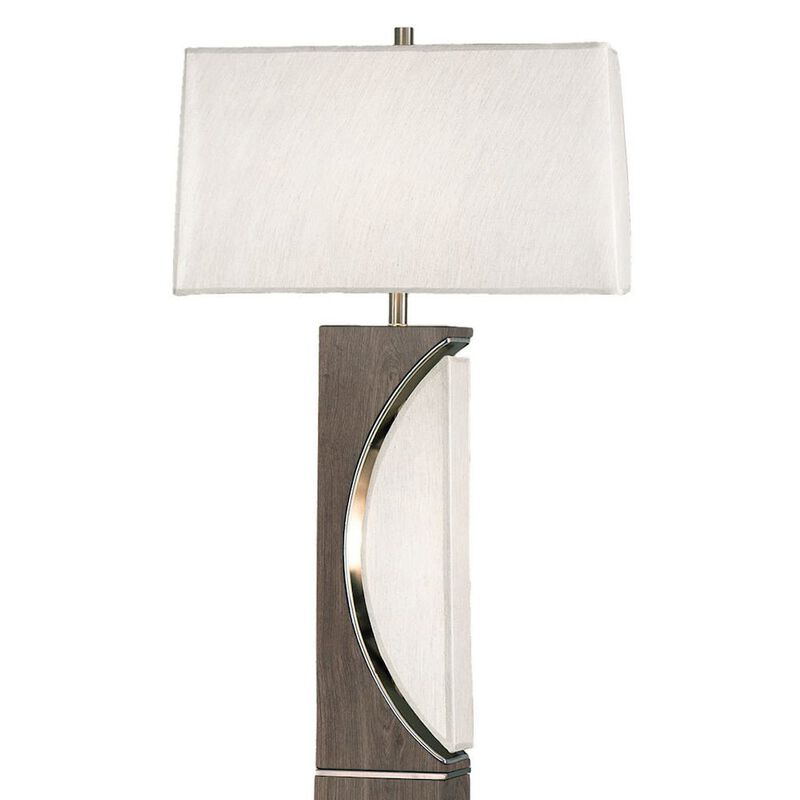 NOVA OF CALIFORNIA Half Moon Floor Lamp with Nightlight - Charcoal Gray, Etruscan Gold Linen Shade