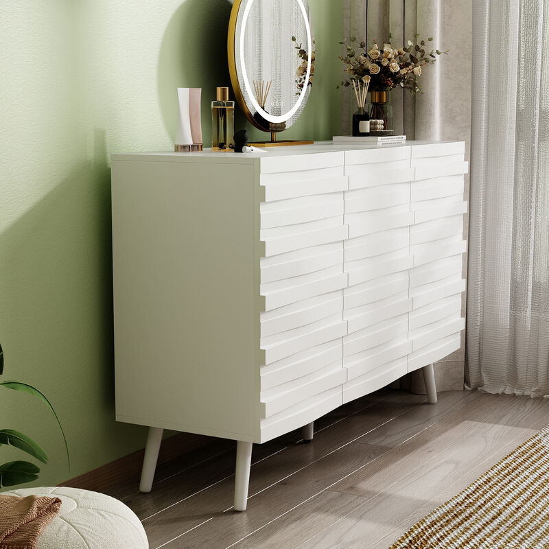 FUFU&GAGA Modern Storage Cabinet with 2 Adjustable Shelves, Solid Wood Legs & Embossed Laminate Finish