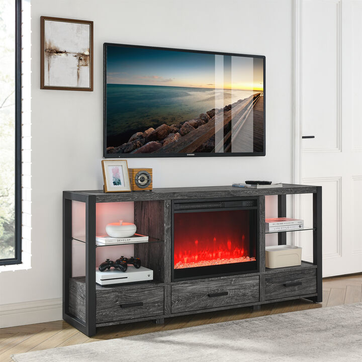 Streamdale 60" Electric Media Stand with LED Lights