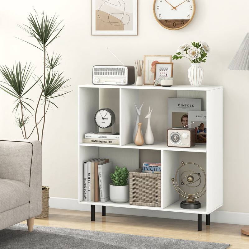 Open Shelf Bookcase with 4 Compartments