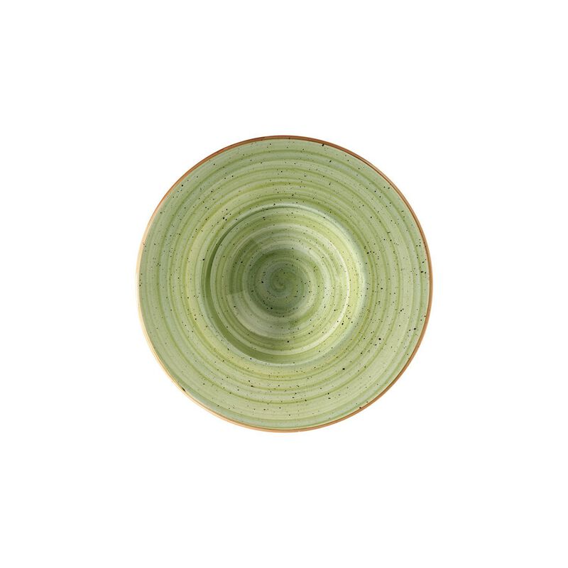 Therapy dia.11" h:2.5" 14 oz. Round Green Porcelain Bowl (Set of 2)