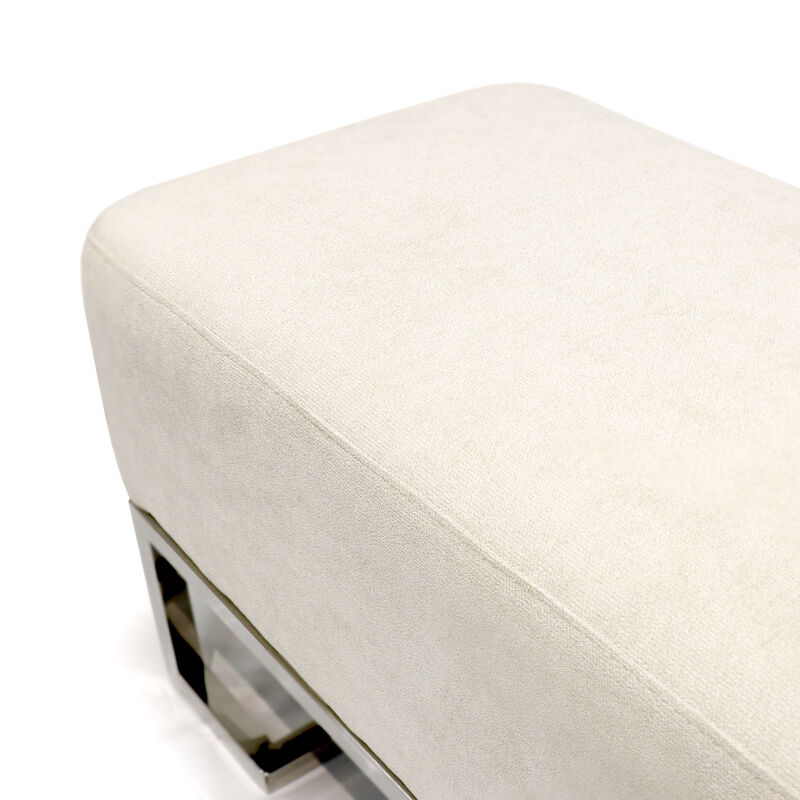 Pasargad Home Luxe Upholstered Bench, Ivory