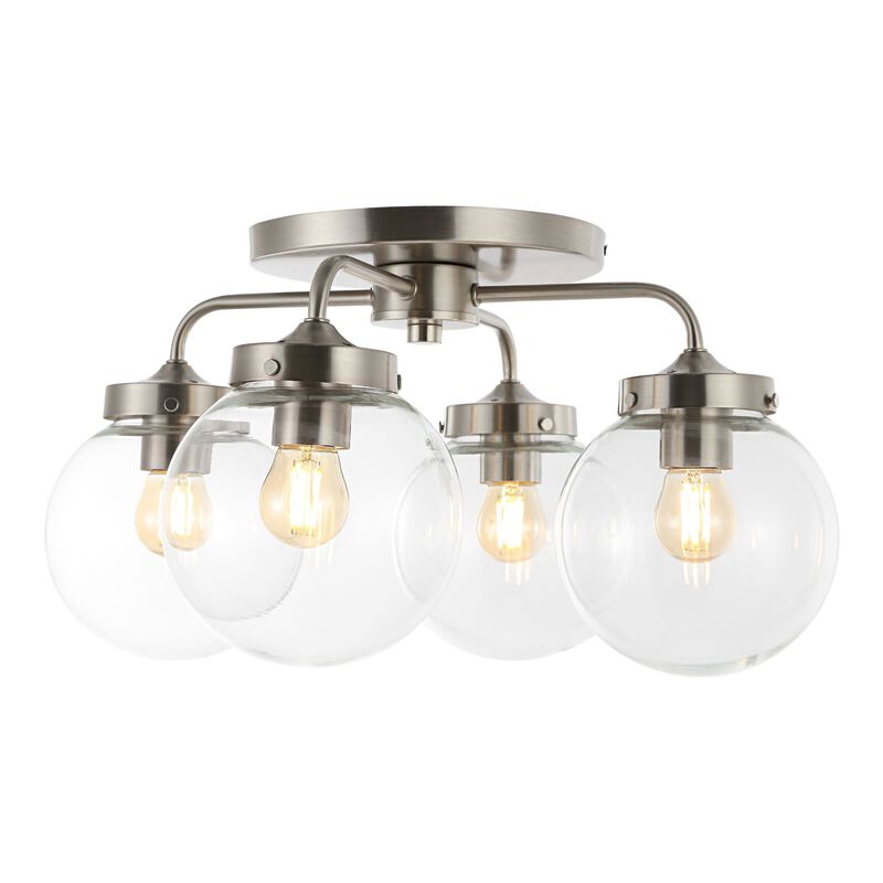 Piper Farmhouse Rustic Iron/Glass LED Semi Flush Mount