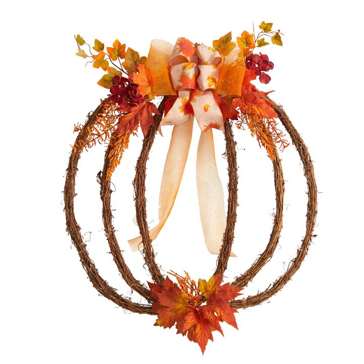 Hivvago 26" Autumn Pumpkin Artificial Vine Fall Wreath