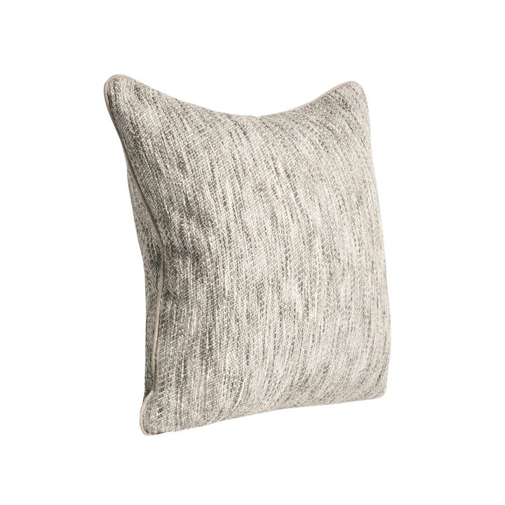 Sam Square Accent Throw Pillow, 22 Inch, Cotton Blend Textured Beige - Benzara