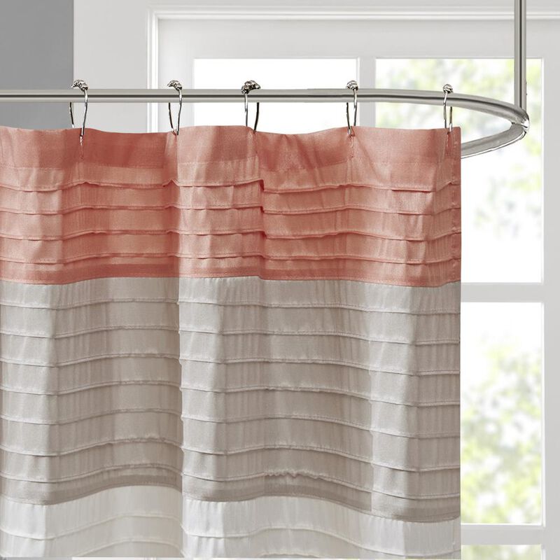 Belen Kox Faux Silk Colorblock Shower Curtain, Belen Kox