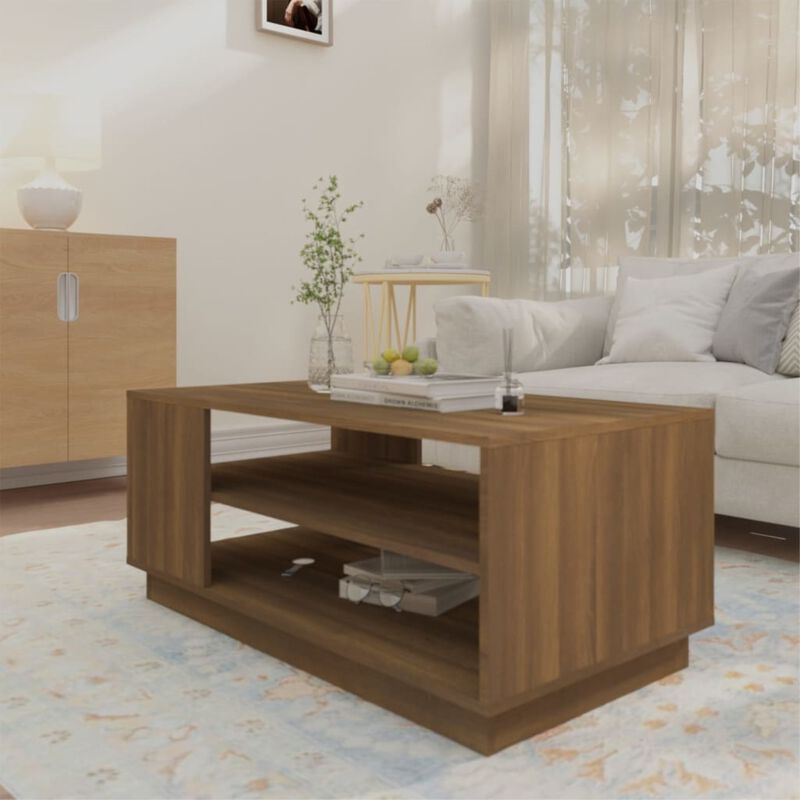 vidaXL Coffee Table Brown Oak 40.2"x21.7"x21.7" Chipboard