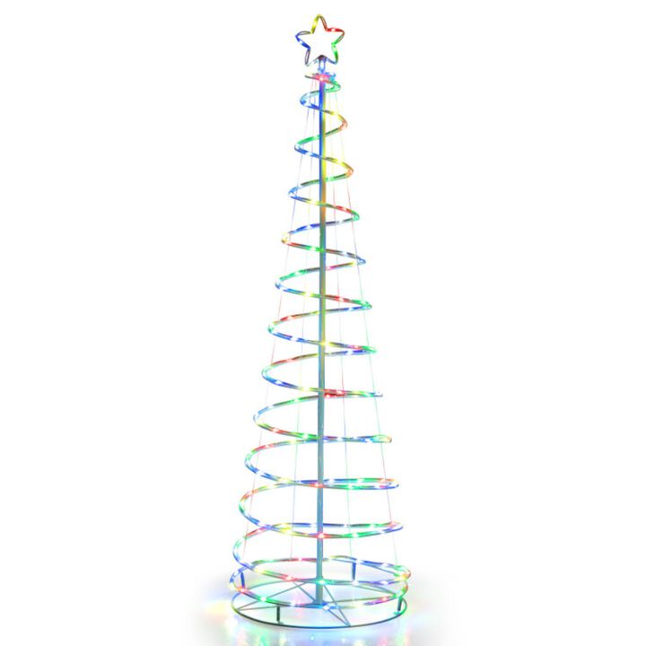 Hivvago 6 Feet Light Up Spiral Christmas Tree with Tree Top Star-White Hivvago 6 Feet Light Up Spiral Christmas Tree with Tree Top Star-White