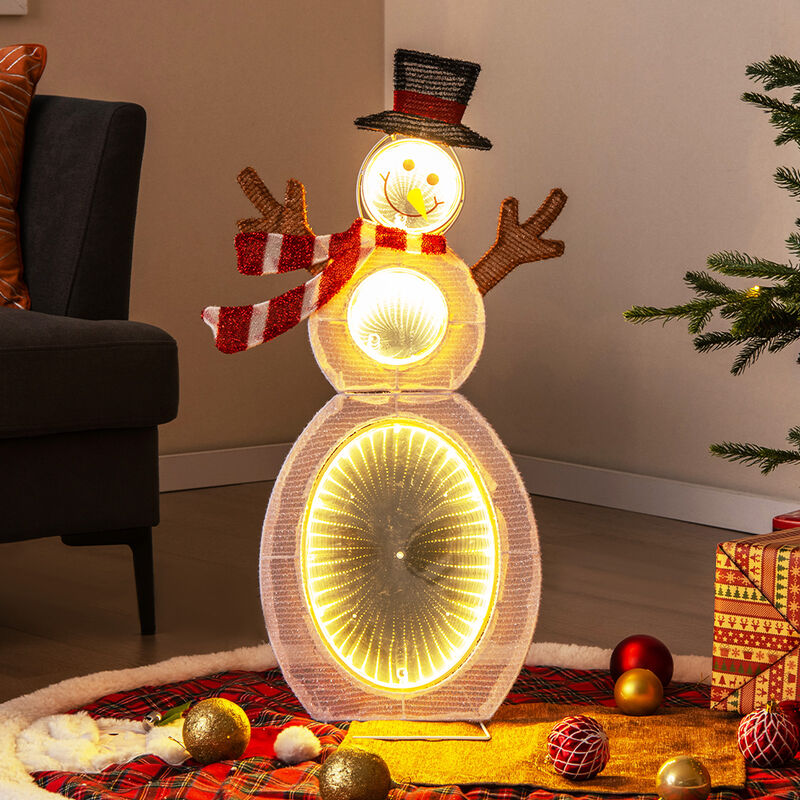 Lighted Snowman with LED Lights and Metal Stand