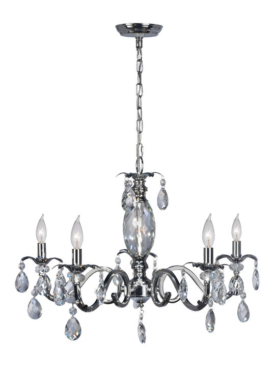 27.5" Polished Chrome Crosshatch Pattern Chandelier