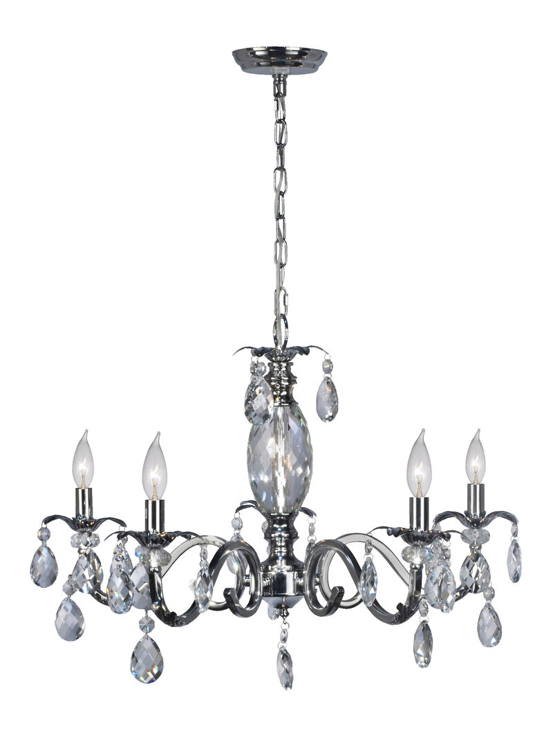 27.5" Polished Chrome Crosshatch Pattern Chandelier