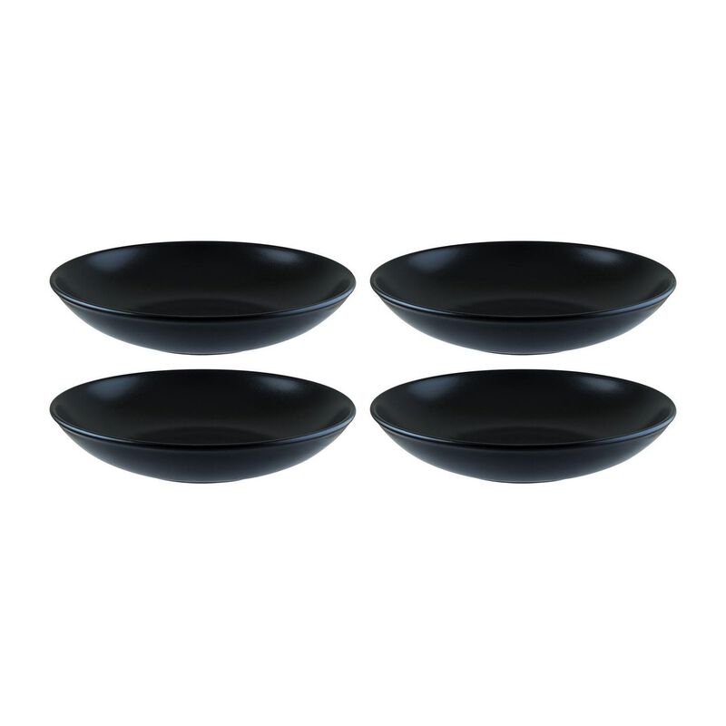 Notte dia.9" h:2" 34 oz. Round Black Porcelain Bowl (Set of 4)