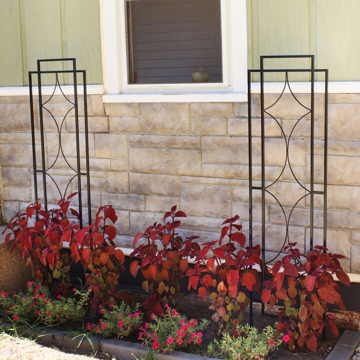 Sunnydaze 48 in Steel Chic Diamonds Garden Plant Support Trellis - Set of 2