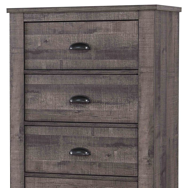 48 inch 4 Drawer Wooden Chest with Cup Pulls, Gray - Benzara