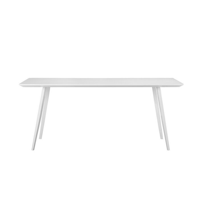 Hle 71 Inch Dining Table, 6 Seater Rectangular Tabletop, White Lacquer - Benzara