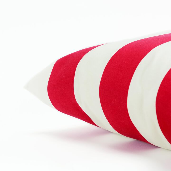 Red and white striped throw pillow