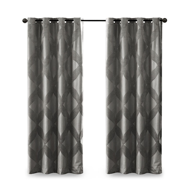 Gracie Mills Eirian Ogee Knitted Jacquard Total Blackout Curtain Panel - 50x95"