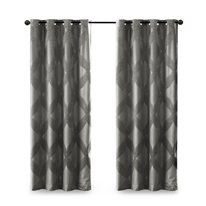 Gracie Mills Eirian Ogee Knitted Jacquard Total Blackout Curtain Panel - 50x95"
