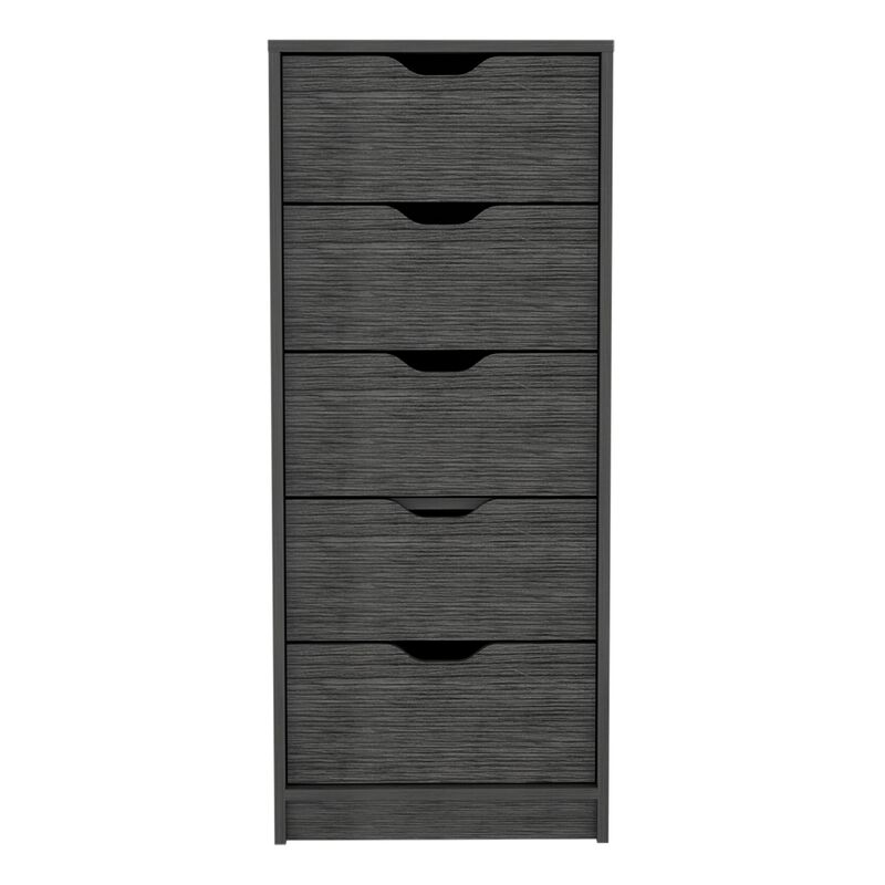 Basilea 5 Drawers Tall Dresser, Pull Out System -Smokey Oak
