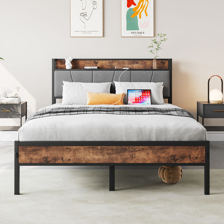 Hivvago FullSized Easy Assembly Full Metal Vintage Platform Bed Frame