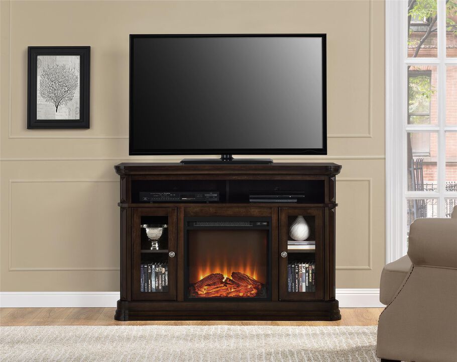 Brooklyn Electric Fireplace Space Heater TV Console for TVs up to 50", Espresso