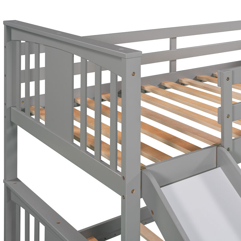 Merax Twin Over Twin Bunk Bed with Slide and Ladder