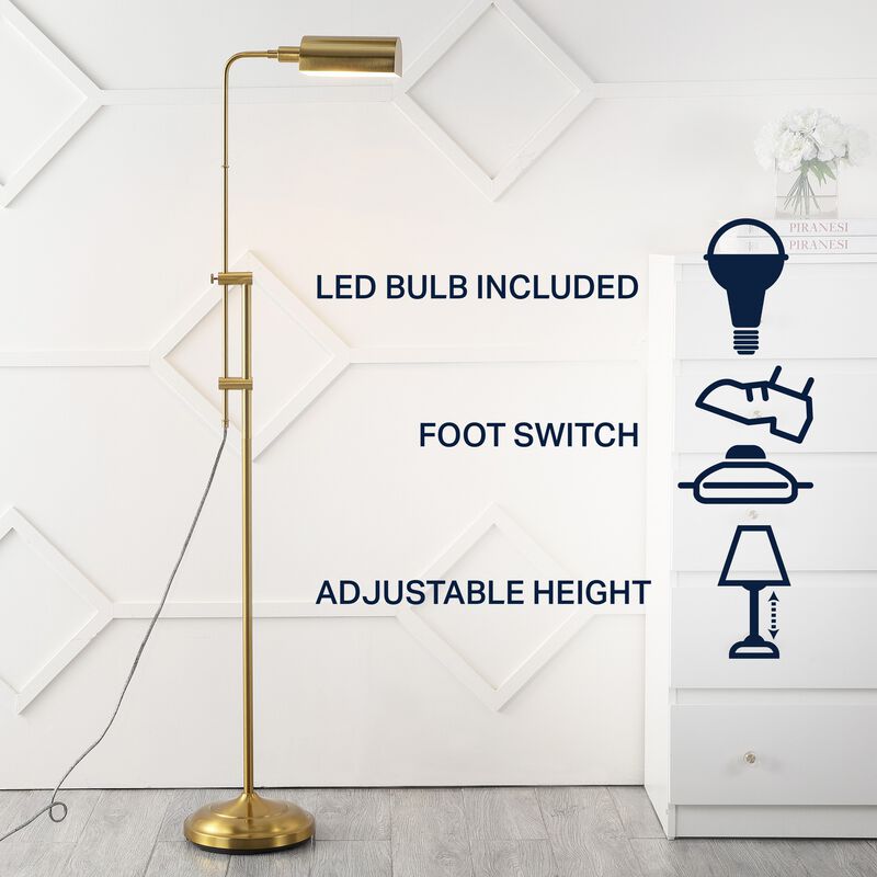 Zinnia Industrial Minimalist Height-Adjustable Iron Pharmacy LED Floor Lamp