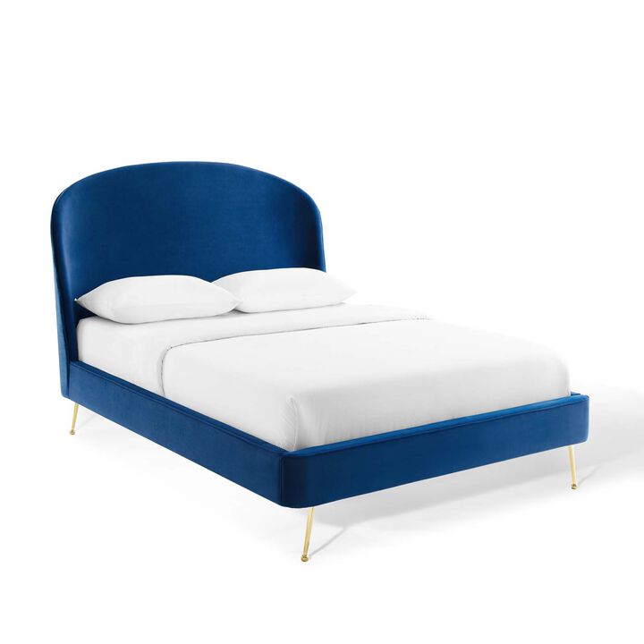 Modway - Mira Upholstered Performance Velvet Queen Platform Bed Navy