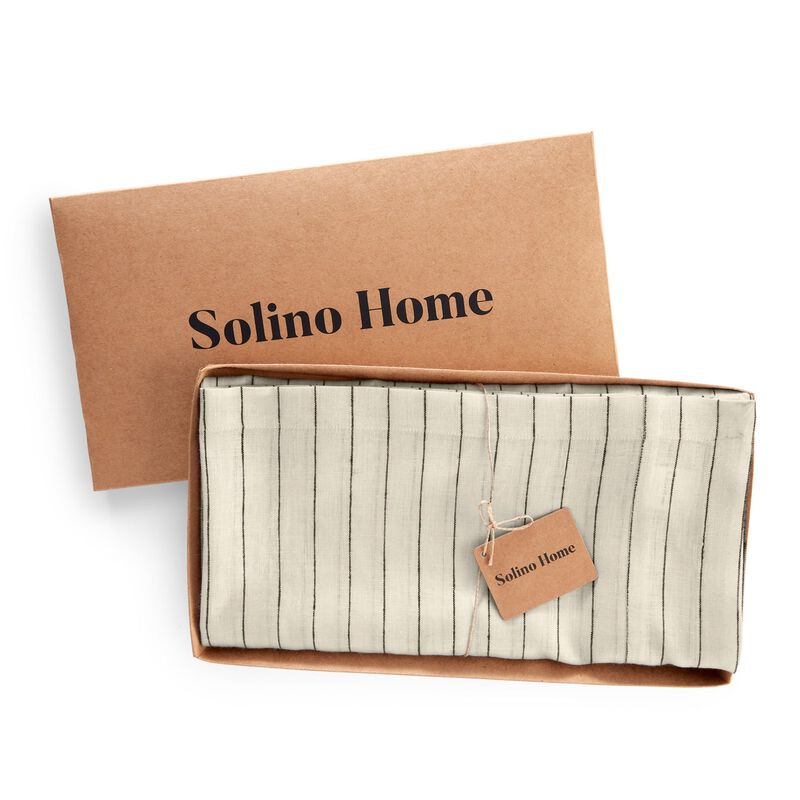 Solino Home 100% Pure Linen Tablecloth | Pinstripe