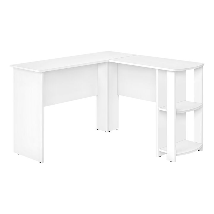 Monarch Specialties I 7723 Computer Desk, Home Office, Corner, Storage Shelves, 48"L, L Shape, Work, Laptop, Laminate, White, Contemporary, Modern