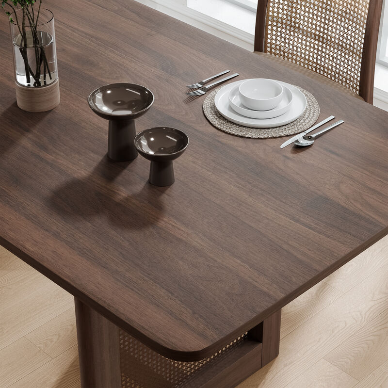 67 Cinna Walnut Oak Wood Rectangle Dining Table (Seats 6)